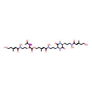 L-Ornithine, N2-acetyl-N5-hydroxy-N5-[(2E)-5-hydroxy-3-methyl-1-oxo-2-penten-1-yl]-, (3E)-5-[hydroxy[3-[(2S,5S)-5-[3-[hydroxy[(2E)-5-hydroxy-3-methyl-1-oxo-2-penten-1-yl]amino]propyl]-3,6-dioxo-2-piperazinyl]propyl]amino]-3-methyl-5-oxo-3-penten-1-yl ester