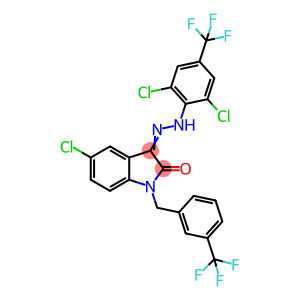 5-CHLORO-1-[3-(TRIFLUOROMETHYL)BENZYL]-1H-INDOLE-2,3-DIONE 3-(N-[2,6-DICHLORO-4-(TRIFLUOROMETHYL)PHENYL]HYDRAZONE)