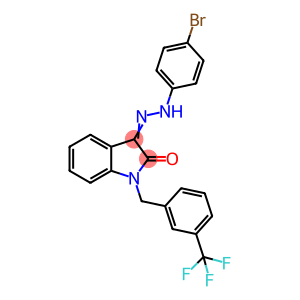 (3E)-3-[2-(4-bromophenyl)hydrazin-1-ylidene]-1-{[3-(trifluoromethyl)phenyl]methyl}-2,3-dihydro-1H-indol-2-one