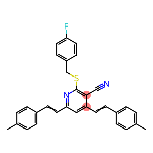 2-[(4-FLUOROBENZYL)SULFANYL]-4,6-BIS(4-METHYLSTYRYL)NICOTINONITRILE