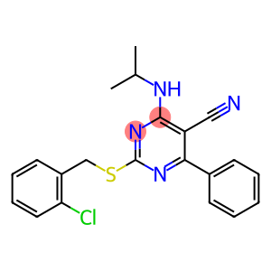 2-[(2-CHLOROBENZYL)SULFANYL]-4-(ISOPROPYLAMINO)-6-PHENYL-5-PYRIMIDINECARBONITRILE