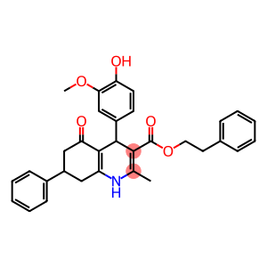 2-phenylethyl 4-(4-hydroxy-3-methoxyphenyl)-2-methyl-5-oxo-7-phenyl-1,4,5,6,7,8-hexahydro-3-quinolinecarboxylate