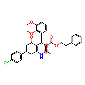 2-phenylethyl 7-(4-chlorophenyl)-4-(2,3-dimethoxyphenyl)-2-methyl-5-oxo-1,4,5,6,7,8-hexahydroquinoline-3-carboxylate
