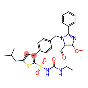 N-(乙基氨甲酰)-3-(4-((5-甲酰基-4-甲氧基-2-苯基-1H-咪唑-1-基)甲基)苯基)-5-异丁基噻吩-2-磺酰胺