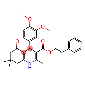 2-phenylethyl 4-(3,4-dimethoxyphenyl)-2,7,7-trimethyl-5-oxo-1,4,5,6,7,8-hexahydro-3-quinolinecarboxylate