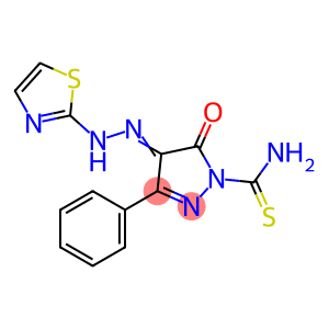 5-oxo-3-phenyl-4-(1,3-thiazol-2-ylhydrazono)-4,5-dihydro-1H-pyrazole-1-carbothioamide