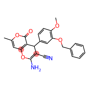 2-amino-4-[3-(benzyloxy)-4-methoxyphenyl]-7-methyl-5-oxo-4H,5H-pyrano[4,3-b]pyran-3-carbonitrile