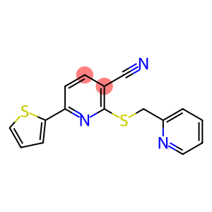 3-Pyridinecarbonitrile, 2-[(2-pyridinylmethyl)thio]-6-(2-thienyl)-