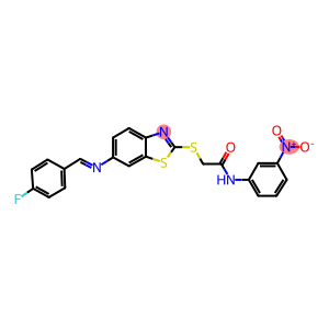 2-({6-[(4-fluorobenzylidene)amino]-1,3-benzothiazol-2-yl}sulfanyl)-N-{3-nitrophenyl}acetamide