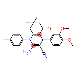 2-amino-4-(3,4-dimethoxyphenyl)-7,7-dimethyl-1-(4-methylphenyl)-5-oxo-1,4,5,6,7,8-hexahydro-3-quinolinecarbonitrile