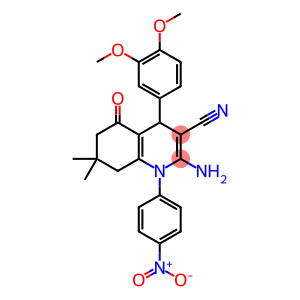 3-Quinolinecarbonitrile, 2-amino-4-(3,4-dimethoxyphenyl)-1,4,5,6,7,8-hexahydro-7,7-dimethyl-1-(4-nitrophenyl)-5-oxo-