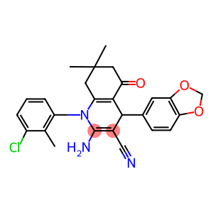 2-amino-4-(1,3-benzodioxol-5-yl)-1-(3-chloro-2-methylphenyl)-7,7-dimethyl-5-oxo-1,4,5,6,7,8-hexahydro-3-quinolinecarbonitrile