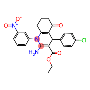 ethyl 2-amino-4-(4-chlorophenyl)-1-{3-nitrophenyl}-5-oxo-1,4,5,6,7,8-hexahydro-3-quinolinecarboxylate