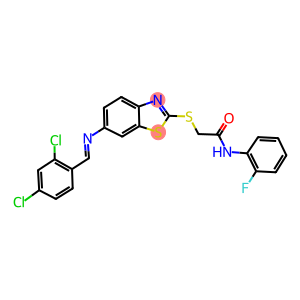 2-({6-[(2,4-dichlorobenzylidene)amino]-1,3-benzothiazol-2-yl}sulfanyl)-N-(2-fluorophenyl)acetamide