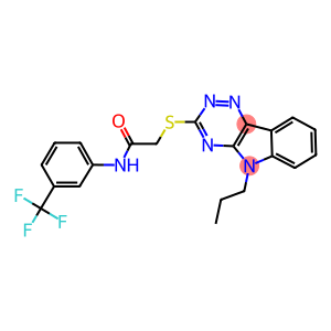 2-[(5-propyl-5H-[1,2,4]triazino[5,6-b]indol-3-yl)sulfanyl]-N-[3-(trifluoromethyl)phenyl]acetamide