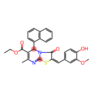 ethyl 2-(4-hydroxy-3-methoxybenzylidene)-7-methyl-5-(1-naphthyl)-3-oxo-2,3-dihydro-5H-[1,3]thiazolo[3,2-a]pyrimidine-6-carboxylate