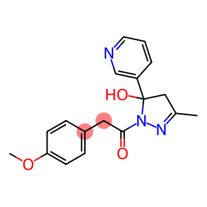 Ethanone, 1-[4,5-dihydro-5-hydroxy-3-methyl-5-(3-pyridinyl)-1H-pyrazol-1-yl]-2-(4-methoxyphenyl)-