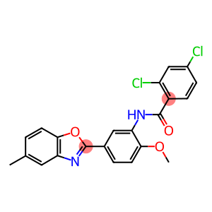 2,4-dichloro-N-[2-methoxy-5-(5-methyl-1,3-benzoxazol-2-yl)phenyl]benzamide