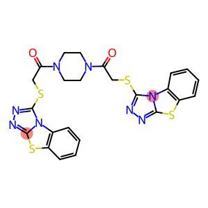 3-[(2-oxo-2-{4-[([1,2,4]triazolo[3,4-b][1,3]benzothiazol-3-ylsulfanyl)acetyl]-1-piperazinyl}ethyl)sulfanyl][1,2,4]triazolo[3,4-b][1,3]benzothiazole