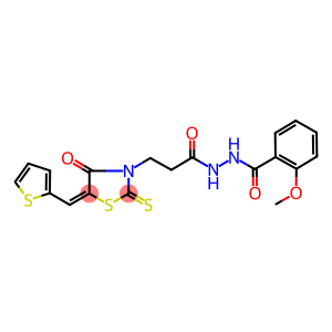 2-methoxy-N'-{3-[4-oxo-5-(2-thienylmethylene)-2-thioxo-1,3-thiazolidin-3-yl]propanoyl}benzohydrazide