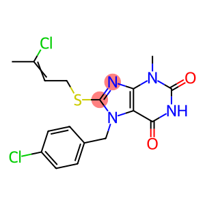 1H-Purine-2,6-dione, 8-[(3-chloro-2-buten-1-yl)thio]-7-[(4-chlorophenyl)methyl]-3,7-dihydro-3-methyl-