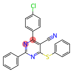 4-(4-CHLOROPHENYL)-2-PHENYL-6-(PHENYLSULFANYL)-5-PYRIMIDINECARBONITRILE
