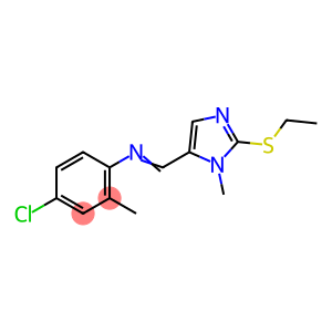 N-(4-CHLORO-2-METHYLPHENYL)-N-([2-(ETHYLSULFANYL)-1-METHYL-1H-IMIDAZOL-5-YL]METHYLENE)AMINE