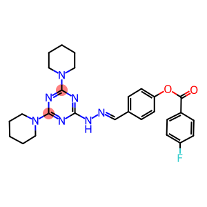 4-{2-[4,6-di(1-piperidinyl)-1,3,5-triazin-2-yl]carbohydrazonoyl}phenyl 4-fluorobenzoate