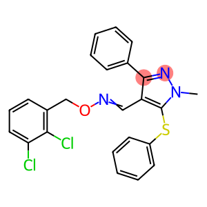 (E)-[(2,3-dichlorophenyl)methoxy]({[1-methyl-3-phenyl-5-(phenylsulfanyl)-1H-pyrazol-4-yl]methylidene})amine