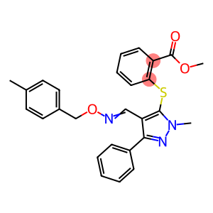 methyl 2-({1-methyl-4-[(1E)-{[(4-methylphenyl)methoxy]imino}methyl]-3-phenyl-1H-pyrazol-5-yl}sulfanyl)benzoate