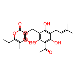 3-[4-Acetyl-2,3,6-trihydroxy-5-(3-methyl-2-butenyl)benzyl]-6-ethyl-4-hydroxy-5-methyl-2H-pyran-2-one