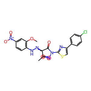 (4E)-2-[4-(4-chlorophenyl)-1,3-thiazol-2-yl]-4-[2-(2-methoxy-4-nitrophenyl)hydrazinylidene]-5-methyl-2,4-dihydro-3H-pyrazol-3-one