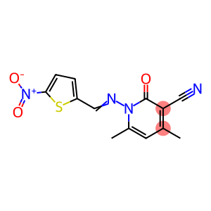 3-Pyridinecarbonitrile, 1,2-dihydro-4,6-dimethyl-1-[[(5-nitro-2-thienyl)methylene]amino]-2-oxo-