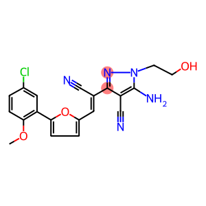 5-amino-3-{2-[5-(5-chloro-2-methoxyphenyl)-2-furyl]-1-cyanovinyl}-1-(2-hydroxyethyl)-1H-pyrazole-4-carbonitrile