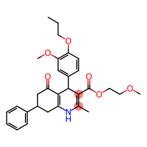 2-methoxyethyl 4-(3-methoxy-4-propoxyphenyl)-2-methyl-5-oxo-7-phenyl-1,4,5,6,7,8-hexahydroquinoline-3-carboxylate