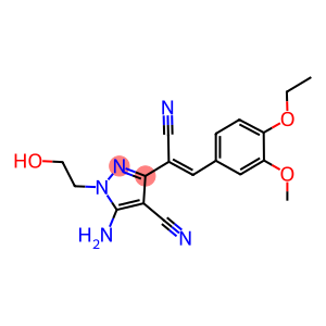 5-amino-3-[1-cyano-2-(4-ethoxy-3-methoxyphenyl)vinyl]-1-(2-hydroxyethyl)-1H-pyrazole-4-carbonitrile