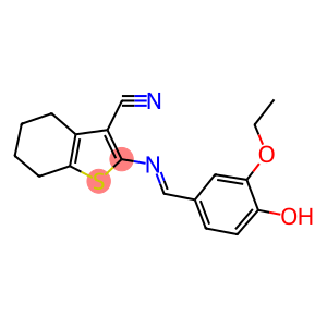 2-[(3-ethoxy-4-hydroxybenzylidene)amino]-4,5,6,7-tetrahydro-1-benzothiophene-3-carbonitrile