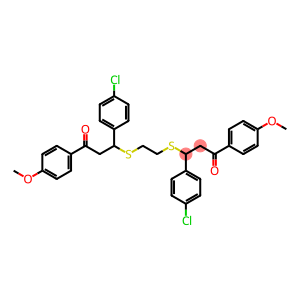 3-(4-CHLOROPHENYL)-3-[(2-([1-(4-CHLOROPHENYL)-3-(4-METHOXYPHENYL)-3-OXOPROPYL]SULFANYL)ETHYL)SULFANYL]-1-(4-METHOXYPHENYL)-1-PROPANONE