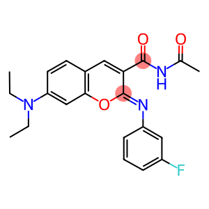 N-acetyl-7-(diethylamino)-2-[(3-fluorophenyl)imino]-2H-chromene-3-carboxamide