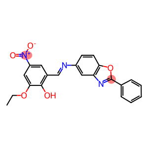 2-ethoxy-4-nitro-6-{[(2-phenyl-1,3-benzoxazol-5-yl)imino]methyl}phenol