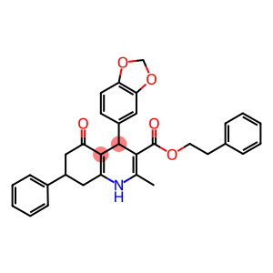 2-phenylethyl 4-(1,3-benzodioxol-5-yl)-2-methyl-5-oxo-7-phenyl-1,4,5,6,7,8-hexahydro-3-quinolinecarboxylate