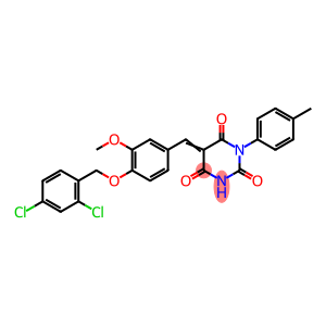 5-{4-[(2,4-dichlorobenzyl)oxy]-3-methoxybenzylidene}-1-(4-methylphenyl)-2,4,6(1H,3H,5H)-pyrimidinetrione