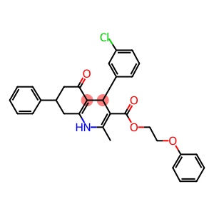 2-phenoxyethyl 4-(3-chlorophenyl)-2-methyl-5-oxo-7-phenyl-1,4,5,6,7,8-hexahydro-3-quinolinecarboxylate