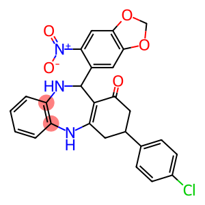 3-(4-chlorophenyl)-11-{6-nitro-1,3-benzodioxol-5-yl}-2,3,4,5,10,11-hexahydro-1H-dibenzo[b,e][1,4]diazepin-1-one