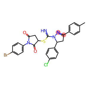 1-(4-bromophenyl)-2,5-dioxopyrrolidin-3-yl 5-(4-chlorophenyl)-3-(4-methylphenyl)-4,5-dihydro-1H-pyrazole-1-carbimidothioate