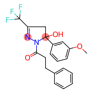 5-(3-methoxyphenyl)-1-(3-phenylpropanoyl)-3-(trifluoromethyl)-4,5-dihydro-1H-pyrazol-5-ol