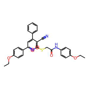 2-{[3-cyano-6-(4-ethoxyphenyl)-4-phenyl-2-pyridinyl]sulfanyl}-N-(4-ethoxyphenyl)acetamide