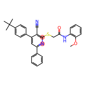 2-{[4-(4-tert-butylphenyl)-3-cyano-6-phenyl-2-pyridinyl]sulfanyl}-N-(2-methoxyphenyl)acetamide
