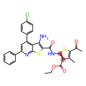 ethyl 5-acetyl-2-({[3-amino-4-(4-chlorophenyl)-6-phenylthieno[2,3-b]pyridin-2-yl]carbonyl}amino)-4-methyl-3-thiophenecarboxylate