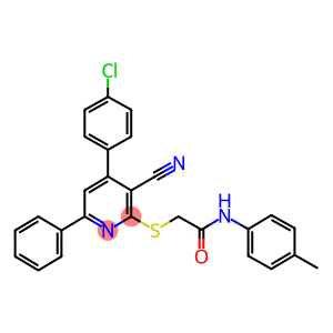 2-{[4-(4-chlorophenyl)-3-cyano-6-phenyl-2-pyridinyl]sulfanyl}-N-(4-methylphenyl)acetamide